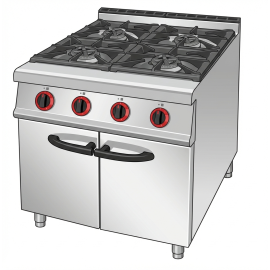 Profesjonalna Kuchnia Gazowa 4-Palnikowa z Szafką