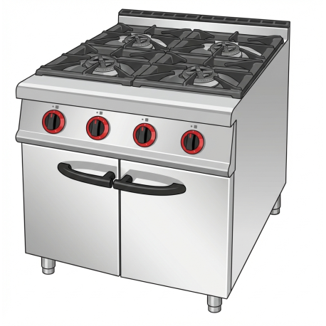 Profesjonalna Kuchnia Gazowa 4-Palnikowa z Szafką
