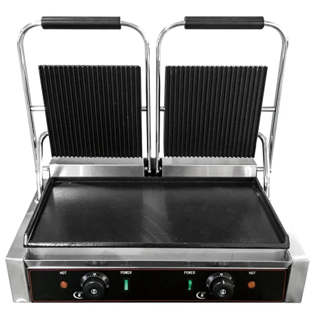 Profesjonalny Grill Kontaktowy Podwójny - Płyta MIX (Góra Ryflowana / Dół Gładki)