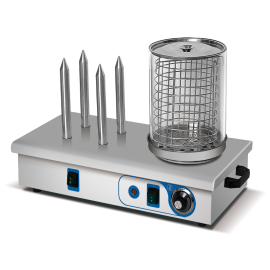 Podgrzewacz do Hot-Dogów - 4 Bolce + Cylinder Szklany