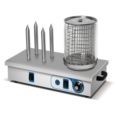 Podgrzewacz do Hot-Dogów - 4 Bolce + Cylinder Szklany
