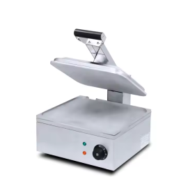 Toster Grill Kontaktowy Pojedynczy - Gładkie Płyty - Inox