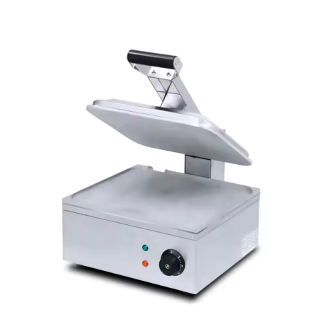 Toster Grill Kontaktowy Pojedynczy - Gładkie Płyty - Inox