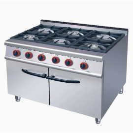 Kuchnia Gazowa 6-Palnikowa z Drzwiami i Półką
