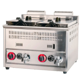 Frytownica Gazowa 2-Komorowa 2x17L LPG (Moc 7.2 kW, z Zaworami Spustowymi)