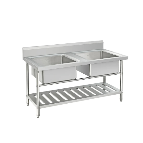 Zlew Dwukomorowy (Basen) z Półką - 1100 x 670 x 800 mm