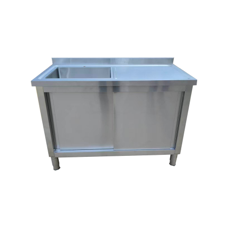 Zlewu Jednokomorowego z szafką 1200x600x850 mm komora po lewej ociekacz po prawej drzwi przesuwne