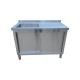 Zlewu Jednokomorowego z szafką 1200x600x850 mm komora po lewej ociekacz po prawej drzwi przesuwne