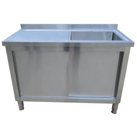 Zlewu Jednokomorowego z szafką 1200x600x850 mm komora po Prawej ociekacz po Lewej drzwi przesuwne