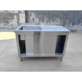 Zlewu Jednokomorowego z szafką 1200x600x850 mm komora po lewej ociekacz po prawej drzwi przesuwne