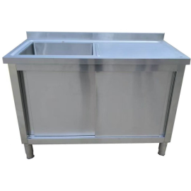 Zlewu Jednokomorowego z szafką 1000x600x850 mm komora po lewej ociekacz po prawej drzwi przesuwne