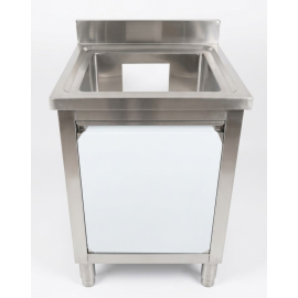Basen Gastroniczny Jednokomorowy Zabudowany 60x60x85 cm Z Rantem Drzwi Przesuwne