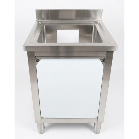 Basen Gastroniczny Jednokomorowy Zabudowany 60x60x85 cm Z Rantem Drzwi Przesuwne