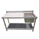 Stół Gastronomiczny Zlew 1-Komorowy Prawy 150x60x85 INOX Ociekacz
