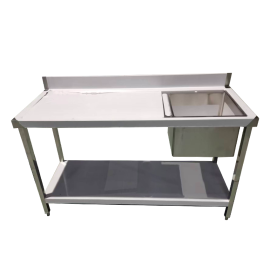 Stół Gastronomiczny Zlew 1-Komorowy Prawy 150x60x85 INOX Ociekacz